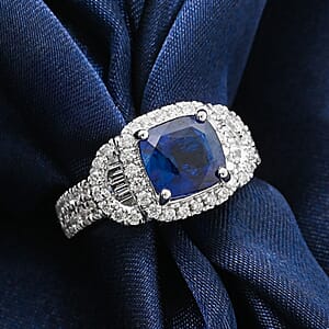 Chairman Vault Collection Certified & Appraised Rhapsody AAAA Ceylon Blue Sapphire and E-F VS Diamond 4.30 ctw Ring in 950 Platinum (Size 7.0)  10.20 Grams