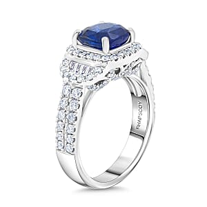 Chairman Vault Collection Certified & Appraised Rhapsody AAAA Ceylon Blue Sapphire and E-F VS Diamond 4.30 ctw Ring in 950 Platinum (Size 7.0)  10.20 Grams