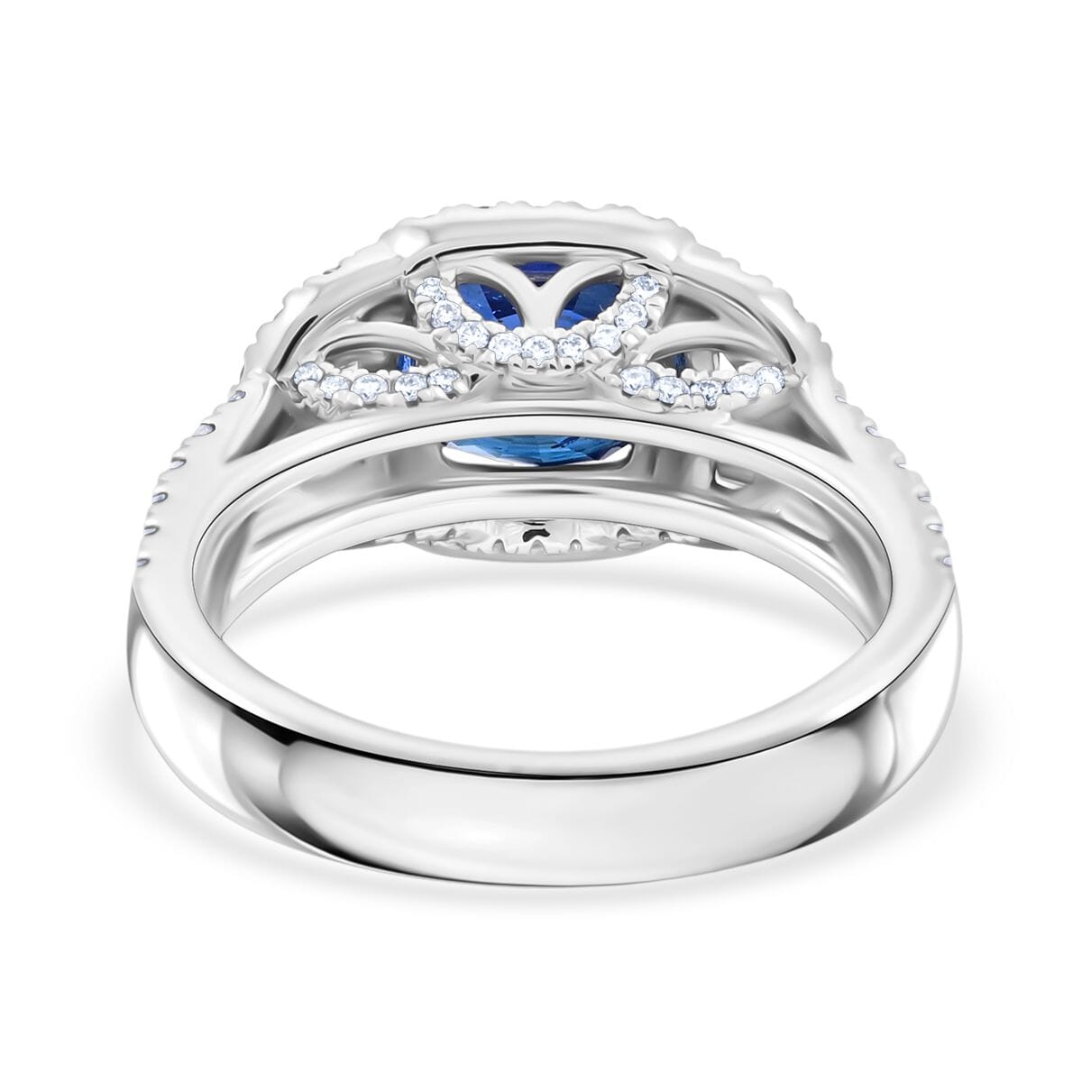 Chairman Collection Certified & Appraised Rhapsody AAAA Ceylon Blue Sapphire and E-F VS Diamond 4.30 ctw Ring in 950 Platinum (Size 7.0)  10.20 Grams image number 4
