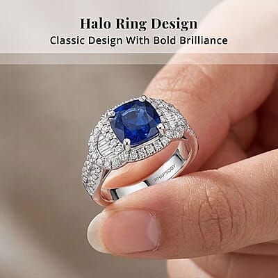 Chairman Vault Collection Certified & Appraised Rhapsody AAAA Ceylon Blue Sapphire and E-F VS Diamond 4.30 ctw Ring in 950 Platinum (Size 7.0)  10.20 Grams
