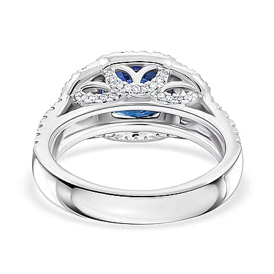 Chairman Vault Collection Certified & Appraised Rhapsody AAAA Ceylon Blue Sapphire and E-F VS Diamond 4.30 ctw Ring in 950 Platinum (Size 7.0)  10.20 Grams
