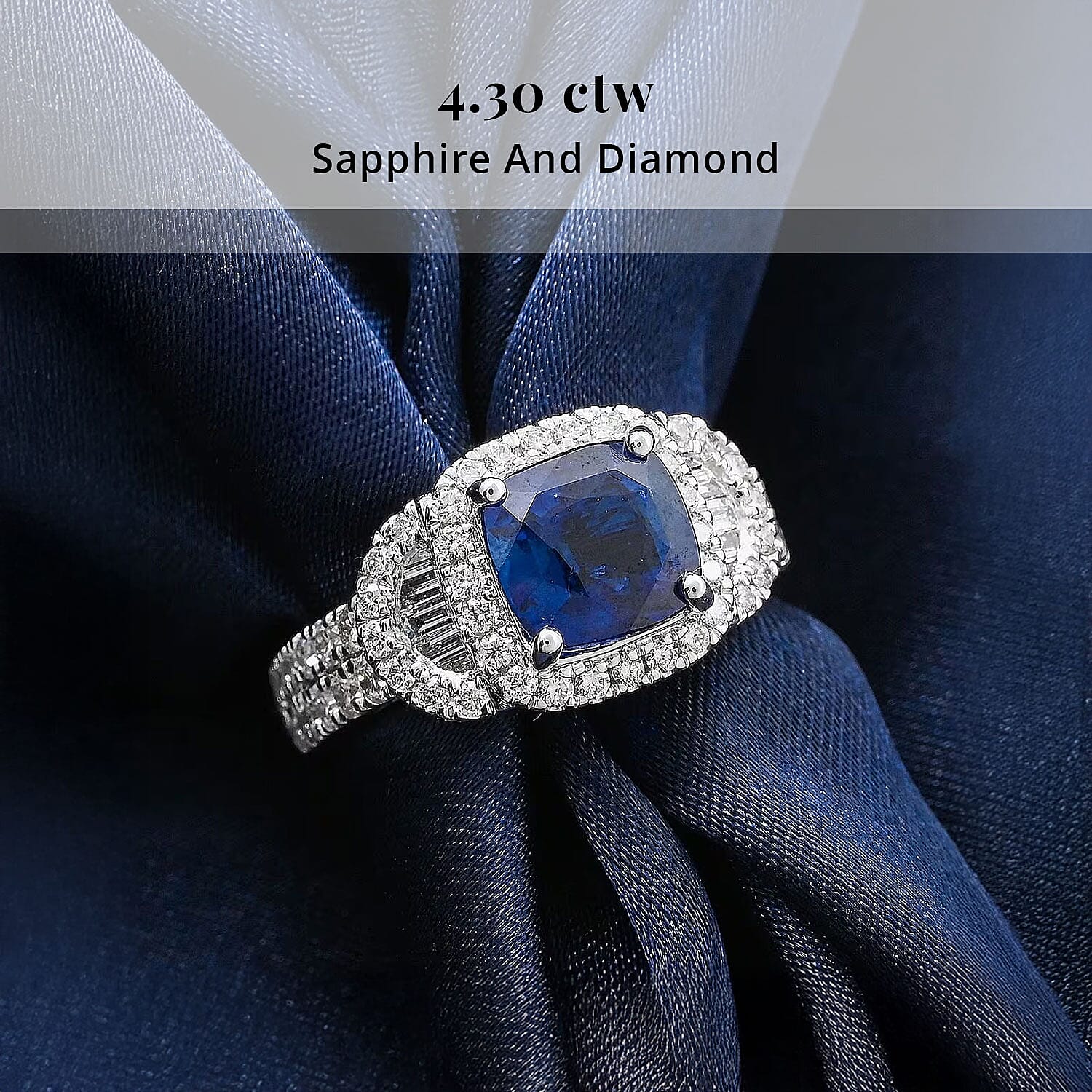 Certified & Appraised Rhapsody 950 Platinum AAAA Ceylon Blue Sapphire, Diamond (E-F, VS) Ring (Size 7.5) (10.20 g) 4.30 ctw
