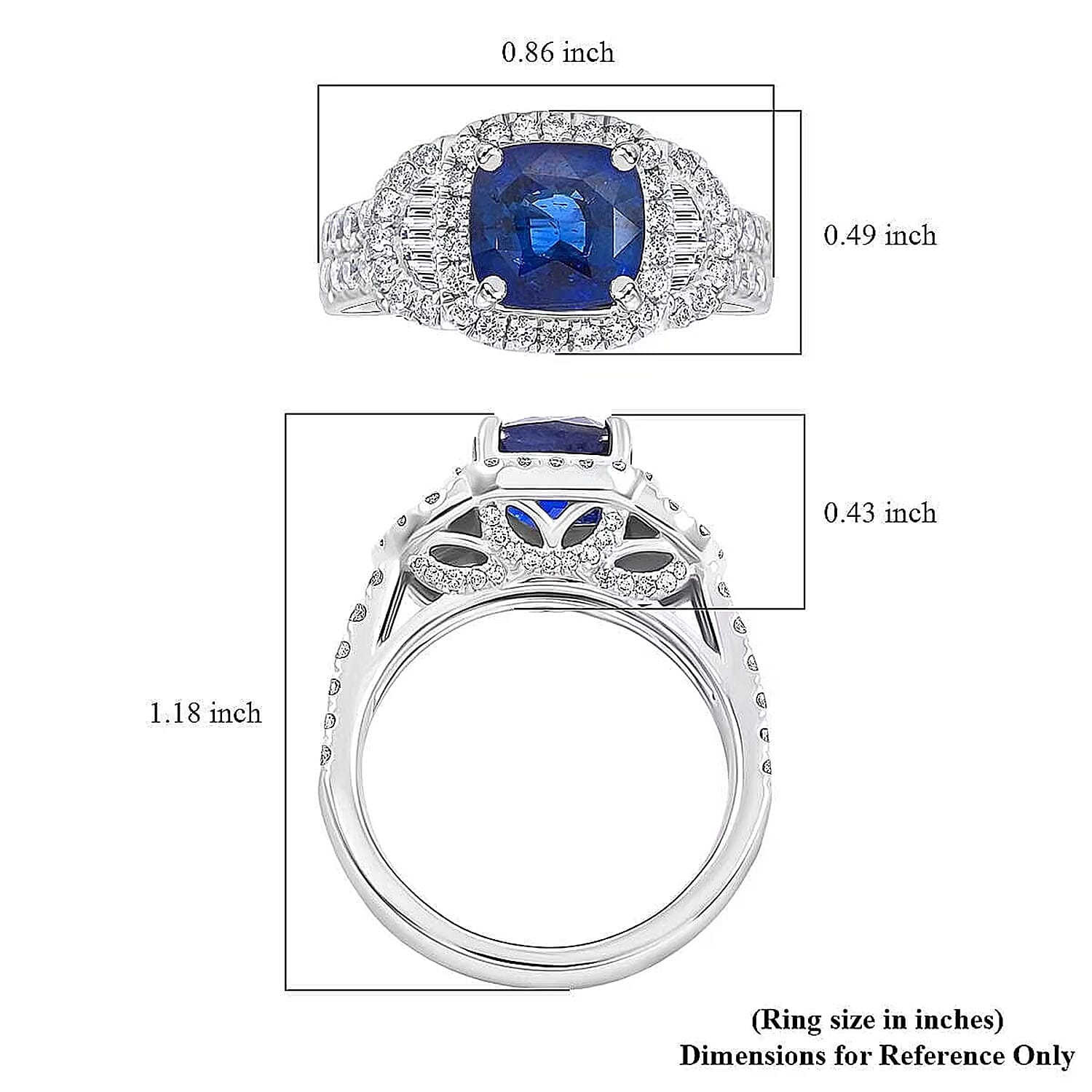 Certified & Appraised Rhapsody 950 Platinum AAAA Ceylon Blue Sapphire, Diamond (E-F, VS) Ring (Size 7.5) (10.20 g) 4.30 ctw
