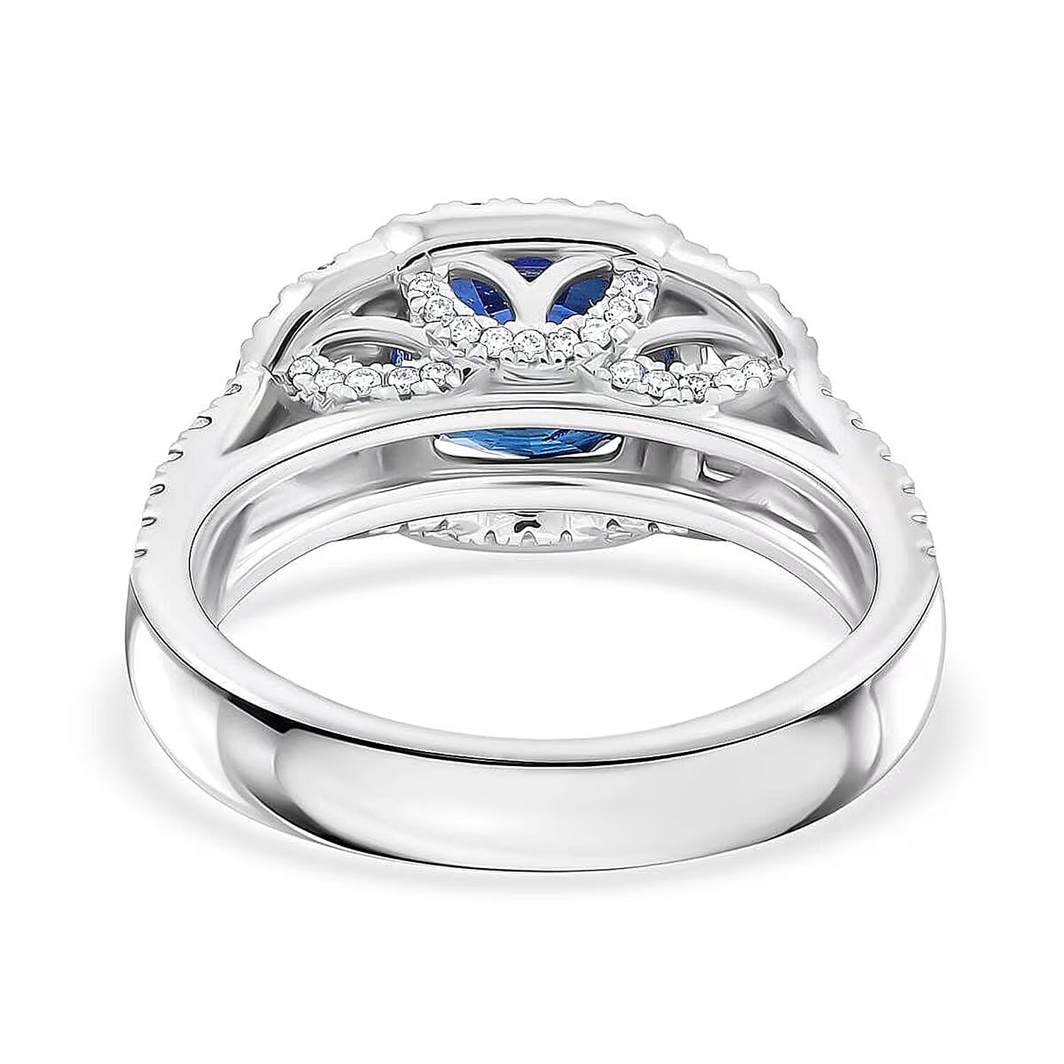 Certified & Appraised Rhapsody 950 Platinum AAAA Ceylon Blue Sapphire, Diamond (E-F, VS) Ring (Size 7.5) (10.20 g) 4.30 ctw