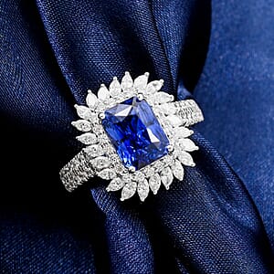 Chairman Vault Collection Certified & Appraised Rhapsody AAAA Ceylon Blue Sapphire and E-F VS Diamond 4.55 ctw Ring in 950 Platinum (Size 7.0)  10.20 Grams
