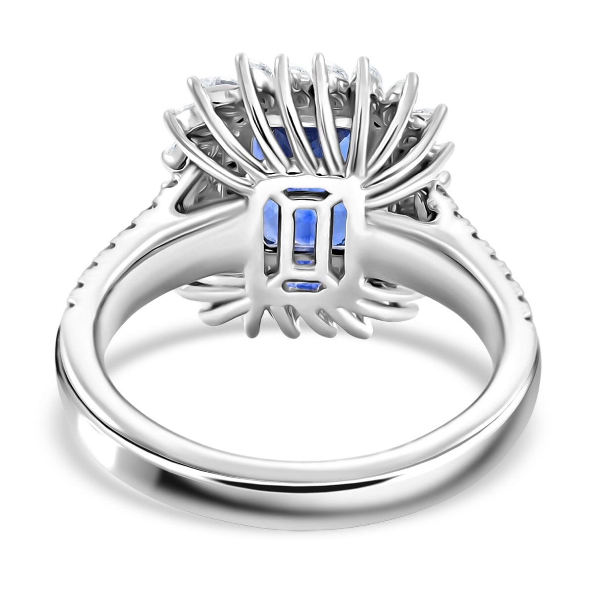 Chairman Collection Certified & Appraised Rhapsody AAAA Ceylon Blue Sapphire and E-F VS Diamond 4.55 ctw Ring in 950 Platinum (Size 7.0)  10.20 Grams image number 4