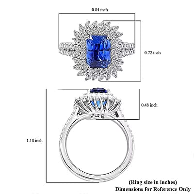 Chairman Vault Collection Certified & Appraised Rhapsody AAAA Ceylon Blue Sapphire and E-F VS Diamond 4.55 ctw Ring in 950 Platinum (Size 7.0)  10.20 Grams