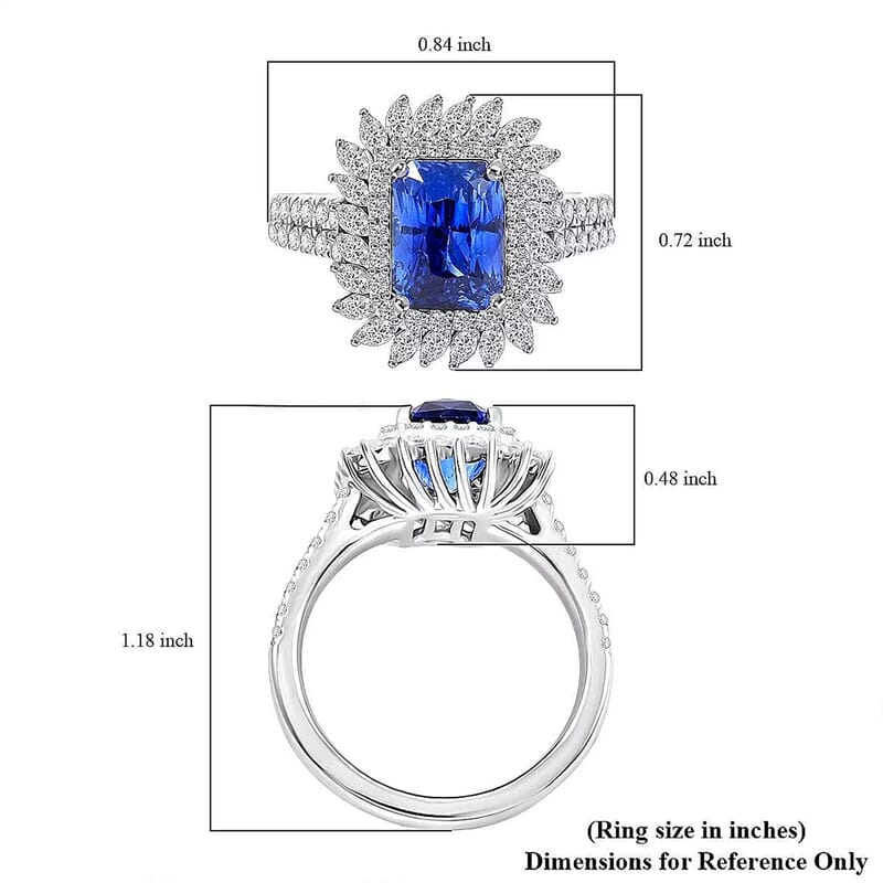 Chairman Vault Collection Certified & Appraised Rhapsody AAAA Ceylon Blue Sapphire and E-F VS Diamond 4.55 ctw Ring in 950 Platinum (Size 7.0)  10.20 Grams