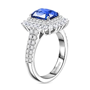 Certified & Appraised Rhapsody 950 Platinum AAAA Ceylon Blue Sapphire, Diamond (E-F, VS) Ring (Size 7.5) (10.20 g) 4.55 ctw