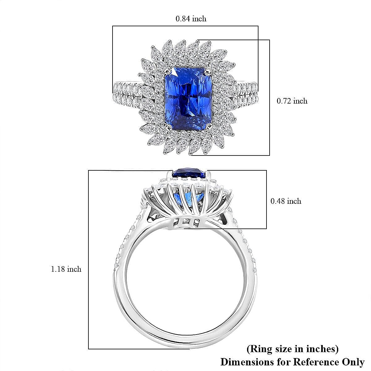 Chairman Collection Certified & Appraised Rhapsody AAAA Ceylon Blue Sapphire and E-F VS Diamond 4.55 ctw Ring in 950 Platinum (Size 8.0)  10.20 Grams image number 5