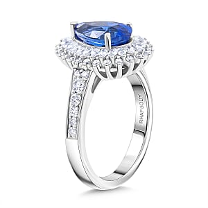 Chairman Vault Collection Certified & Appraised Rhapsody AAAA Ceylon Blue Sapphire and E-F VS Diamond 4.10 ctw Ring in 950 Platinum (Size 7.0)  10.20 Grams