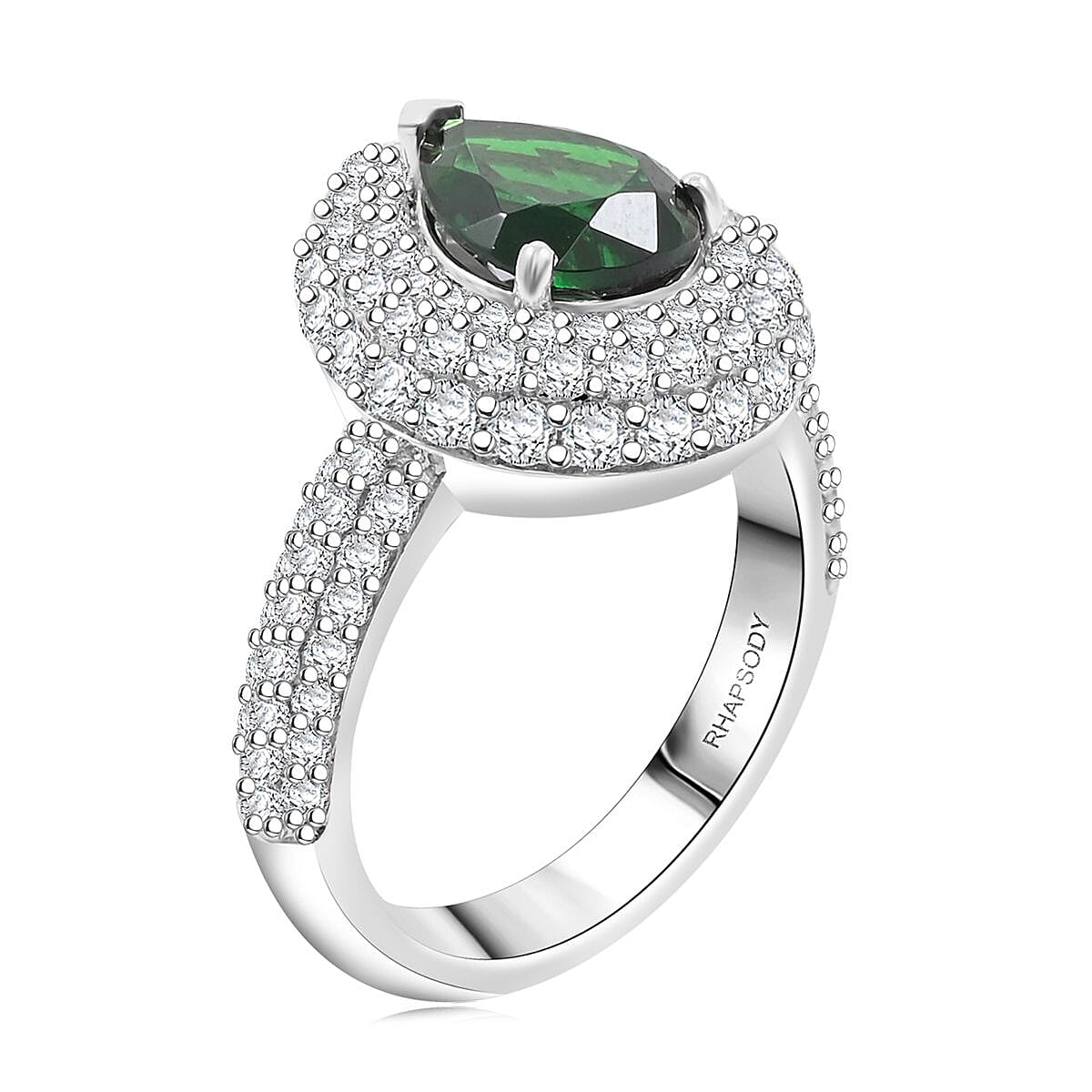 Chairman Collection Certified & Appraised Rhapsody AAAA Tsavorite Garnet and E-F VS Diamond 4.16 ctw Ring in 950 Platinum (Size 7.0)  11.68 Grams image number 3