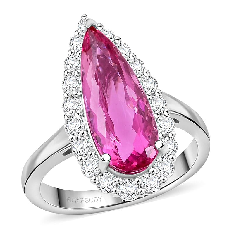 Chairman Collection Certified & Appraised Rhapsody AAAA Imperial Topaz and E-F VS Diamond 4.90 ctw Ring in 950 Platinum (Size 7.0)  10.22 Grams
