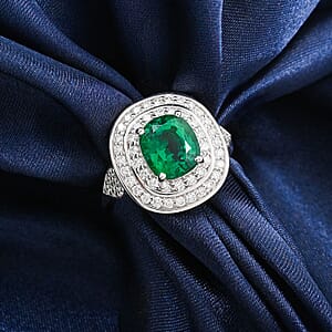 Chairman Collection Certified & Appraised Rhapsody AAAA Kagem Zambian Emerald and E-F VS Diamond 3.45 ctw Ring in 950 Platinum (Size 7.0)  13.42 Grams
