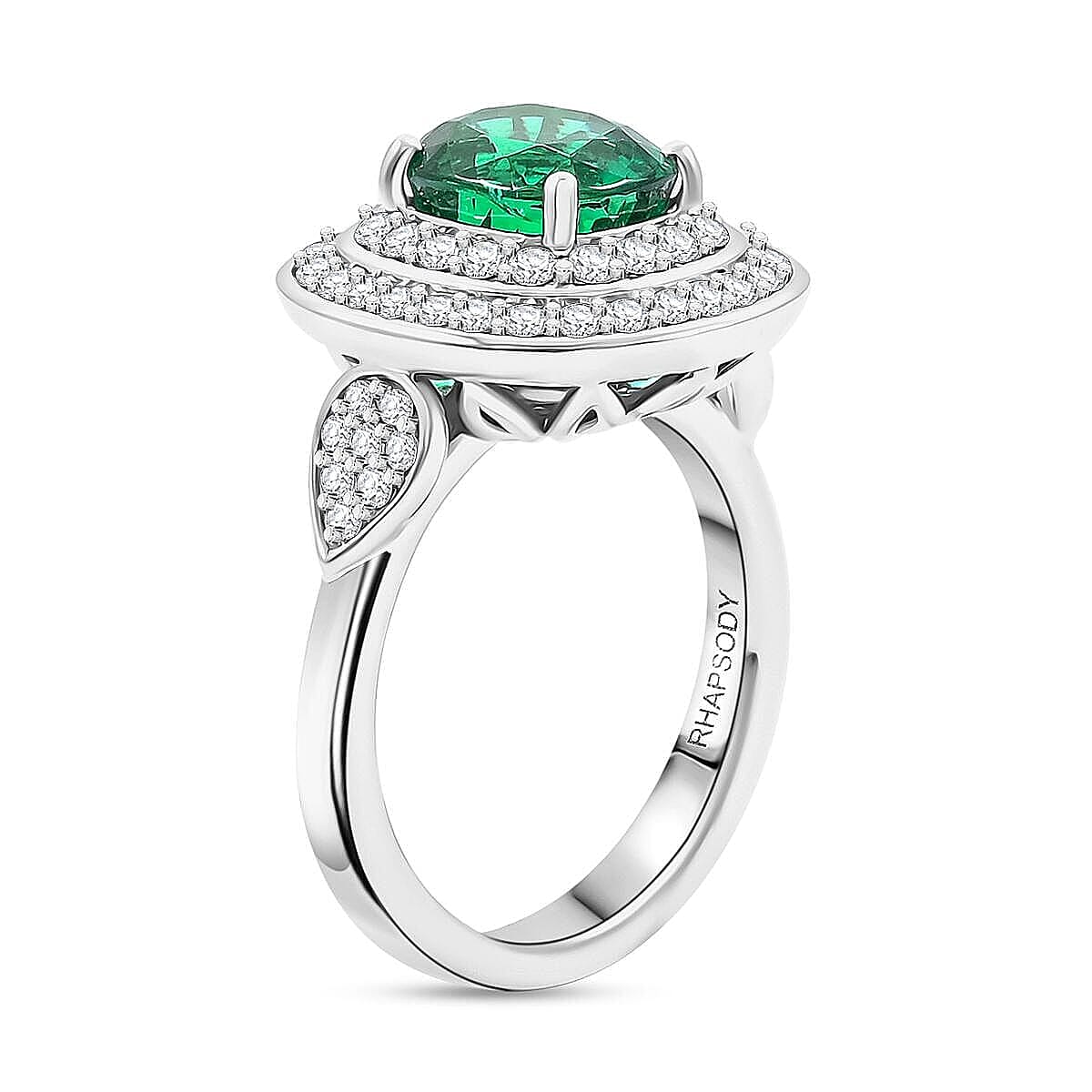 Chairman Collection Certified & Appraised Rhapsody AAAA Kagem Zambian Emerald and E-F VS Diamond 3.45 ctw Ring in 950 Platinum (Size 7.0)  13.42 Grams