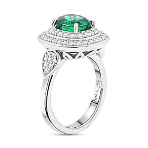 Chairman Collection Certified & Appraised Rhapsody AAAA Kagem Zambian Emerald and E-F VS Diamond 3.45 ctw Ring in 950 Platinum (Size 7.0)  13.42 Grams
