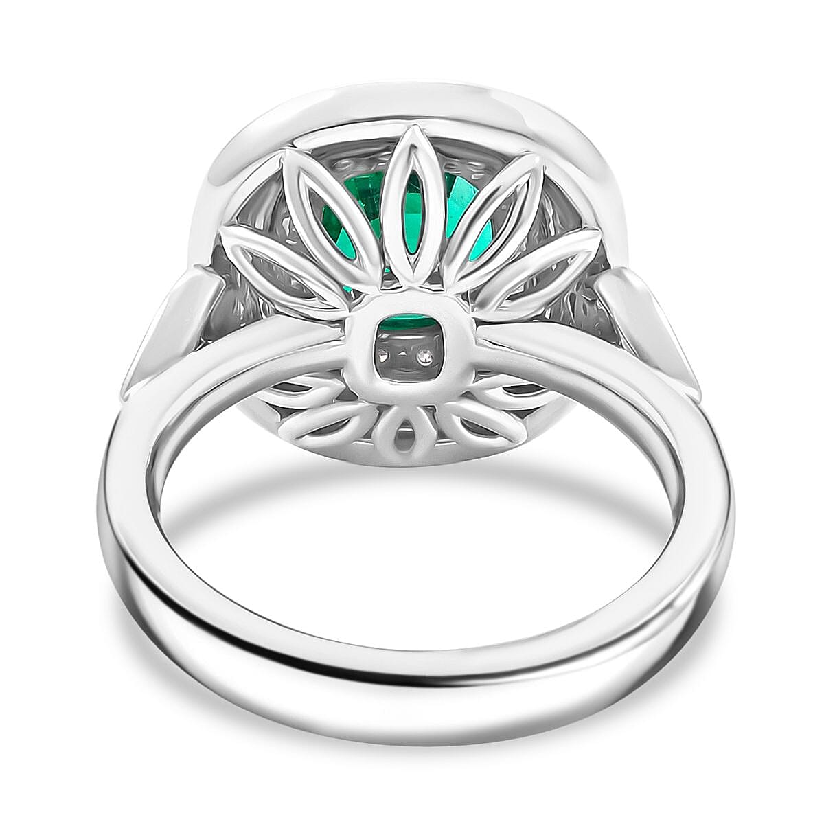 Chairman Collection Certified & Appraised Rhapsody AAAA Kagem Zambian Emerald and E-F VS Diamond 3.45 ctw Ring in 950 Platinum (Size 7.0)  13.42 Grams image number 4