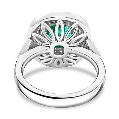 Chairman Collection Certified & Appraised Rhapsody AAAA Kagem Zambian Emerald and E-F VS Diamond 3.45 ctw Ring in 950 Platinum (Size 7.0)  13.42 Grams