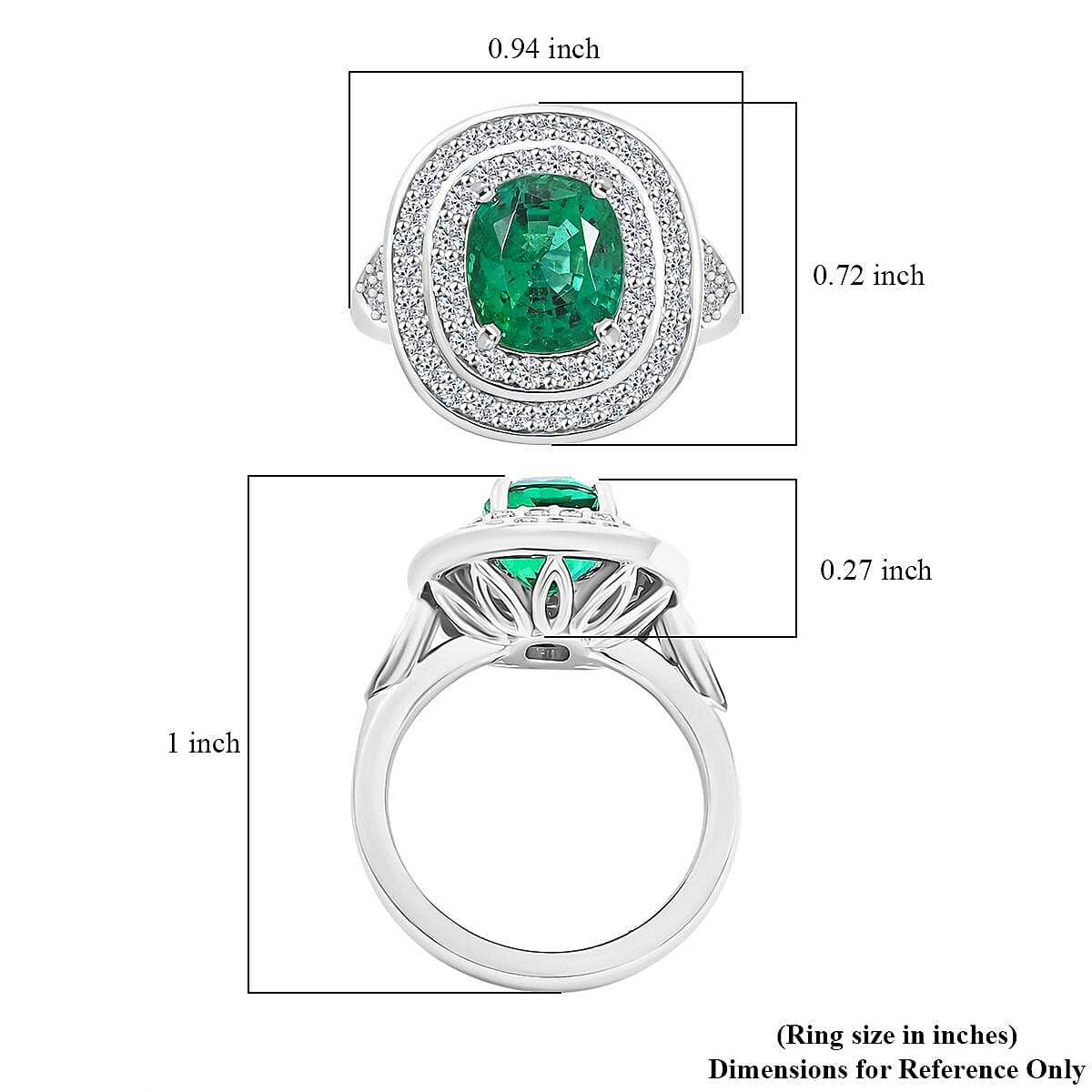 Chairman Collection Certified & Appraised Rhapsody AAAA Kagem Zambian Emerald and E-F VS Diamond 3.45 ctw Ring in 950 Platinum (Size 7.0)  13.42 Grams image number 5