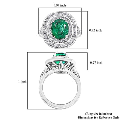 Chairman Collection Certified & Appraised Rhapsody AAAA Kagem Zambian Emerald and E-F VS Diamond 3.45 ctw Ring in 950 Platinum (Size 7.0)  13.42 Grams