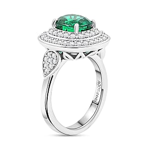 Certified & Appraised Rhapsody 950 Platinum AAAA Brazilian Emerald, Diamond (E-F, VS) Ring (Size 7.5) (13.42 g) 3.45 ctw
