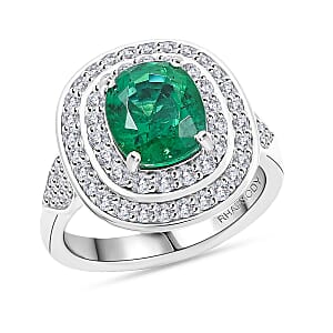 Chairman Collection Certified & Appraised Rhapsody AAAA Kagem Zambian Emerald and E-F VS Diamond 3.45 ctw Ring in 950 Platinum (Size 8.0)  13.42 Grams