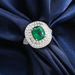 Chairman Collection Certified & Appraised Rhapsody AAAA Kagem Zambian Emerald and E-F VS Diamond 3.45 ctw Ring in 950 Platinum (Size 8.0)  13.42 Grams