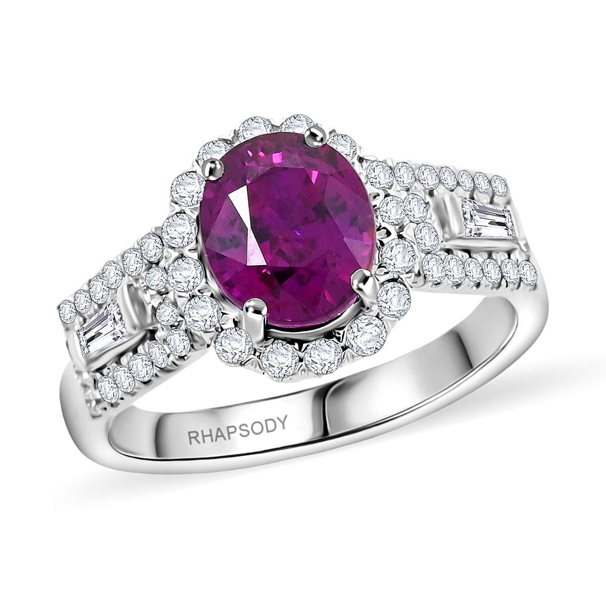 Chairman Collection Certified & Appraised Rhapsody AAAA Purple Sapphire and E-F VS Diamond 3.25 ctw Ring in 950 Platinum (Size 7.0)  8.45 Grams image number 0