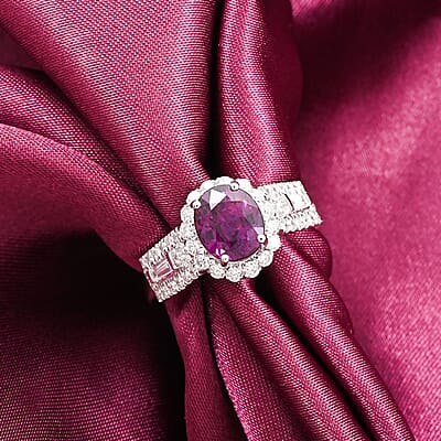 Chairman Vault Collection Certified & Appraised Rhapsody AAAA Purple Sapphire and E-F VS Diamond 3.25 ctw Ring in 950 Platinum (Size 7.0)  8.45 Grams