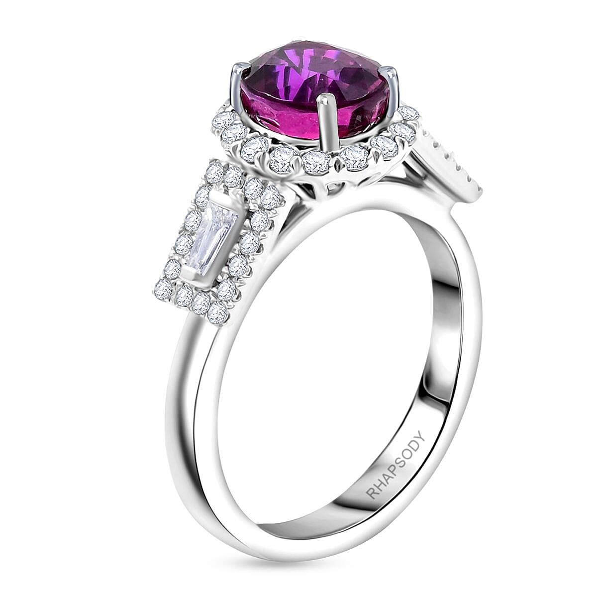 Chairman Collection Certified & Appraised Rhapsody AAAA Purple Sapphire and E-F VS Diamond 3.25 ctw Ring in 950 Platinum (Size 7.0)  8.45 Grams image number 3