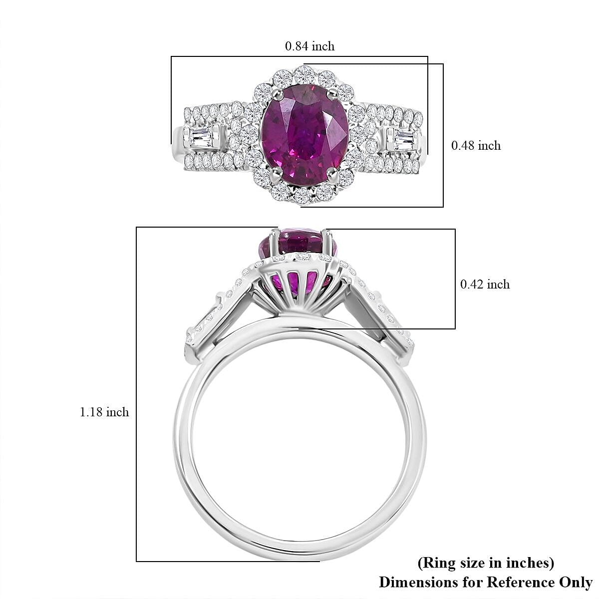 Chairman Collection Certified & Appraised Rhapsody AAAA Purple Sapphire and E-F VS Diamond 3.25 ctw Ring in 950 Platinum (Size 7.0)  8.45 Grams image number 5