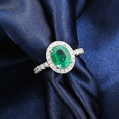 Chairman Collection Certified & Appraised Rhapsody AAAA Brazilian Emerald and E-F VS Diamond 3.00 ctw Ring in 950 Platinum (Size 10.0)  8.26 Grams