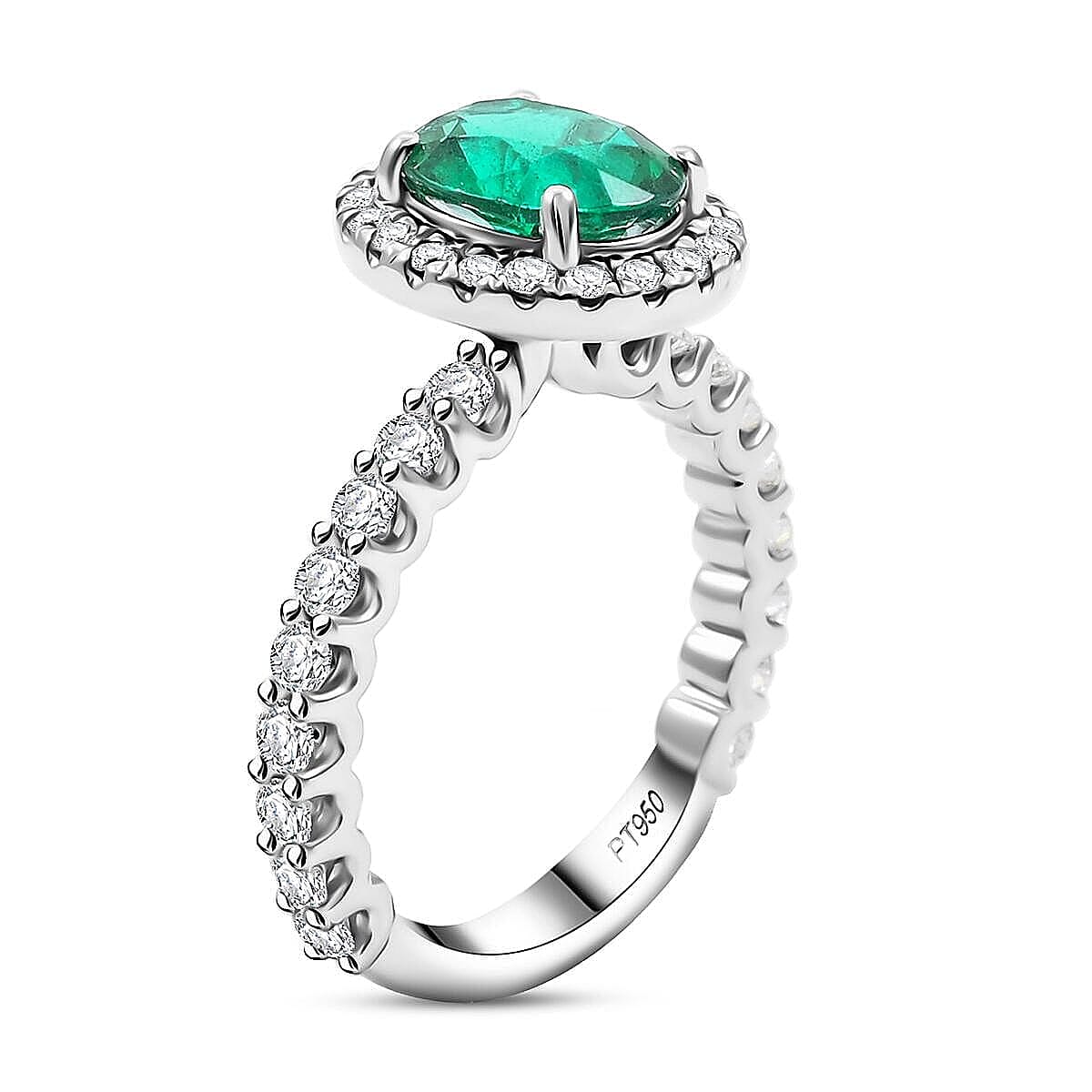 Chairman Collection Certified & Appraised Rhapsody AAAA Brazilian Emerald and E-F VS Diamond 3.00 ctw Ring in 950 Platinum (Size 10.0)  8.26 Grams