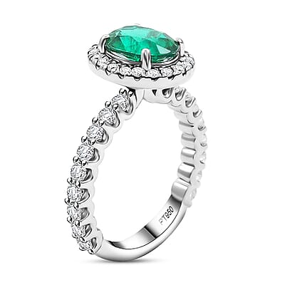 Chairman Collection Certified & Appraised Rhapsody AAAA Brazilian Emerald and E-F VS Diamond 3.00 ctw Ring in 950 Platinum (Size 10.0)  8.26 Grams