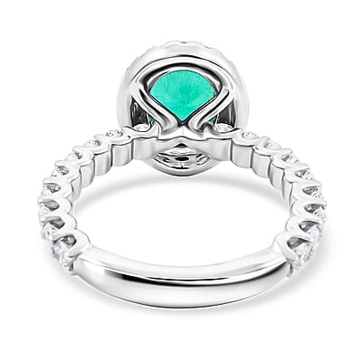 Chairman Collection Certified & Appraised Rhapsody AAAA Brazilian Emerald and E-F VS Diamond 3.00 ctw Ring in 950 Platinum (Size 10.0)  8.26 Grams