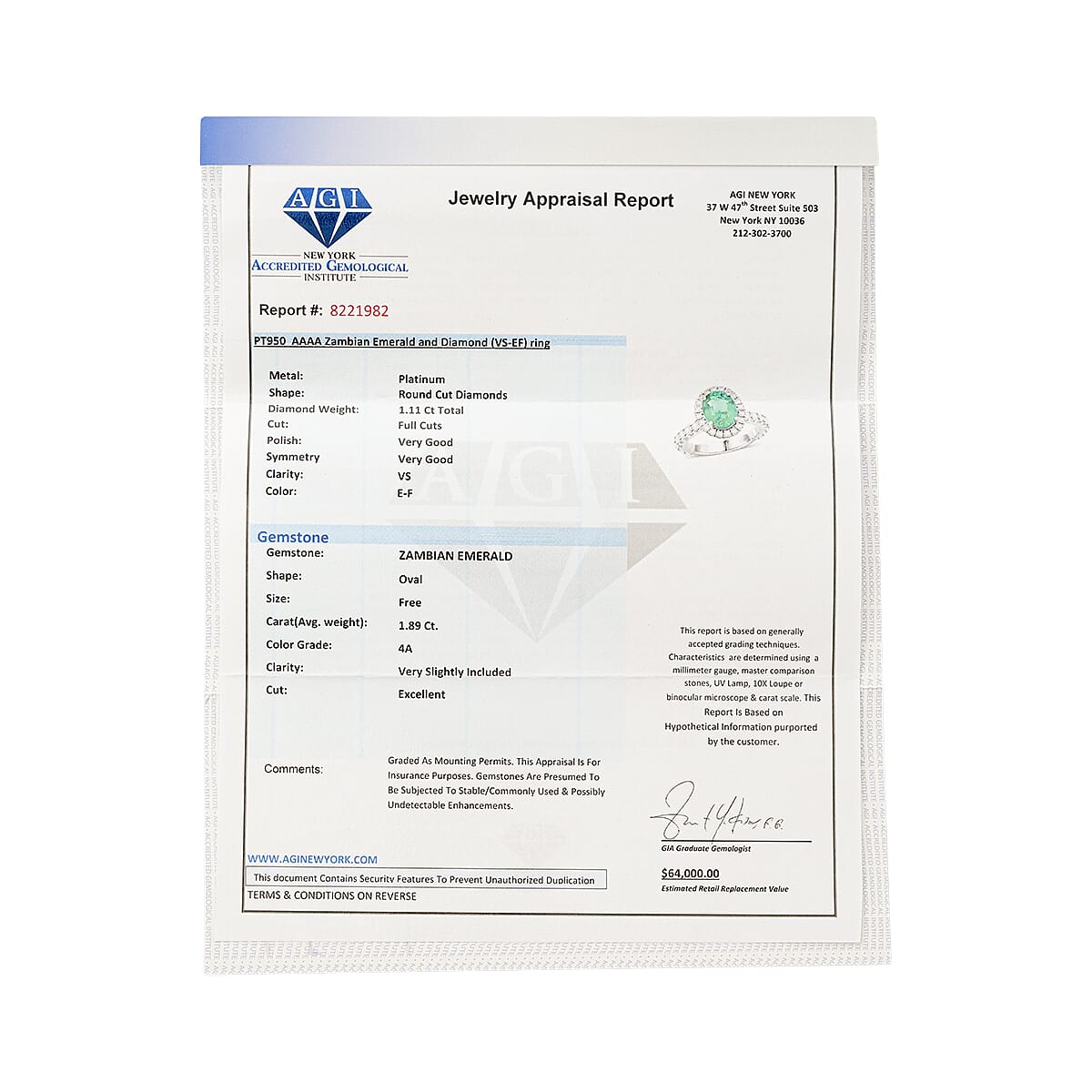 Chairman Collection Certified & Appraised Rhapsody AAAA Brazilian Emerald and E-F VS Diamond 3.00 ctw Ring in 950 Platinum (Size 6.5)  8.26 Grams image number 5