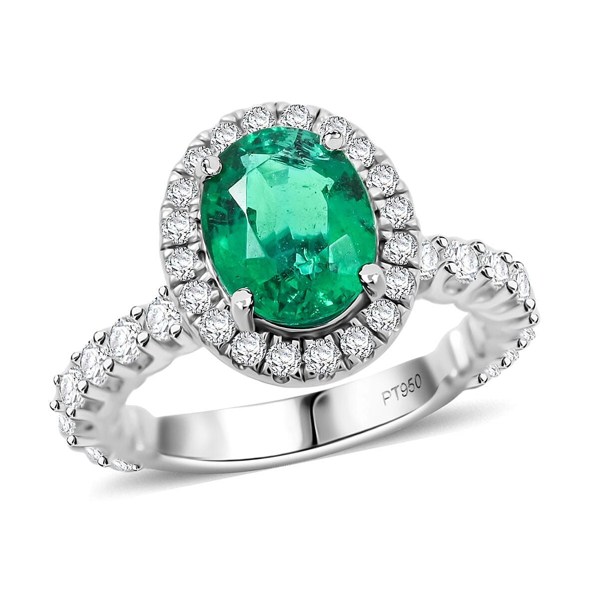 Chairman Collection Certified & Appraised Rhapsody 950 Platinum AAAA Brazilian Emerald, Diamond (E-F, VS) Ring (Size 7.0) (8.26 g) 3.00 ctw image number 0