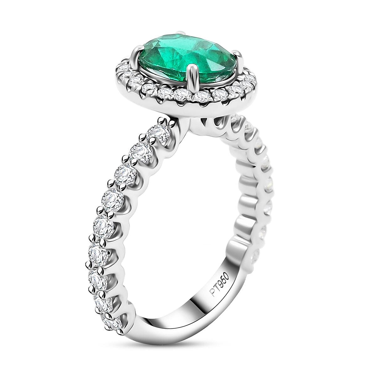 Chairman Collection Certified & Appraised Rhapsody 950 Platinum AAAA Brazilian Emerald, Diamond (E-F, VS) Ring (Size 7.0) (8.26 g) 3.00 ctw image number 3