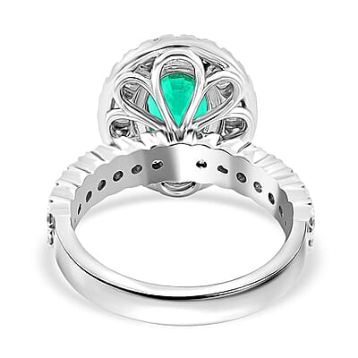 Chairman Collection Certified & Appraised Rhapsody AAAA Brazilian Emerald and E-F VS Diamond 3.35 ctw Ring in 950 Platinum 12.50 Grams