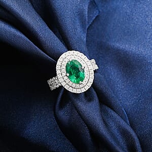 Chairman Collection Certified & Appraised Rhapsody AAAA Brazilian Emerald and E-F VS Diamond 3.35 ctw Ring in 950 Platinum (Size 6.5) 12.50 Grams