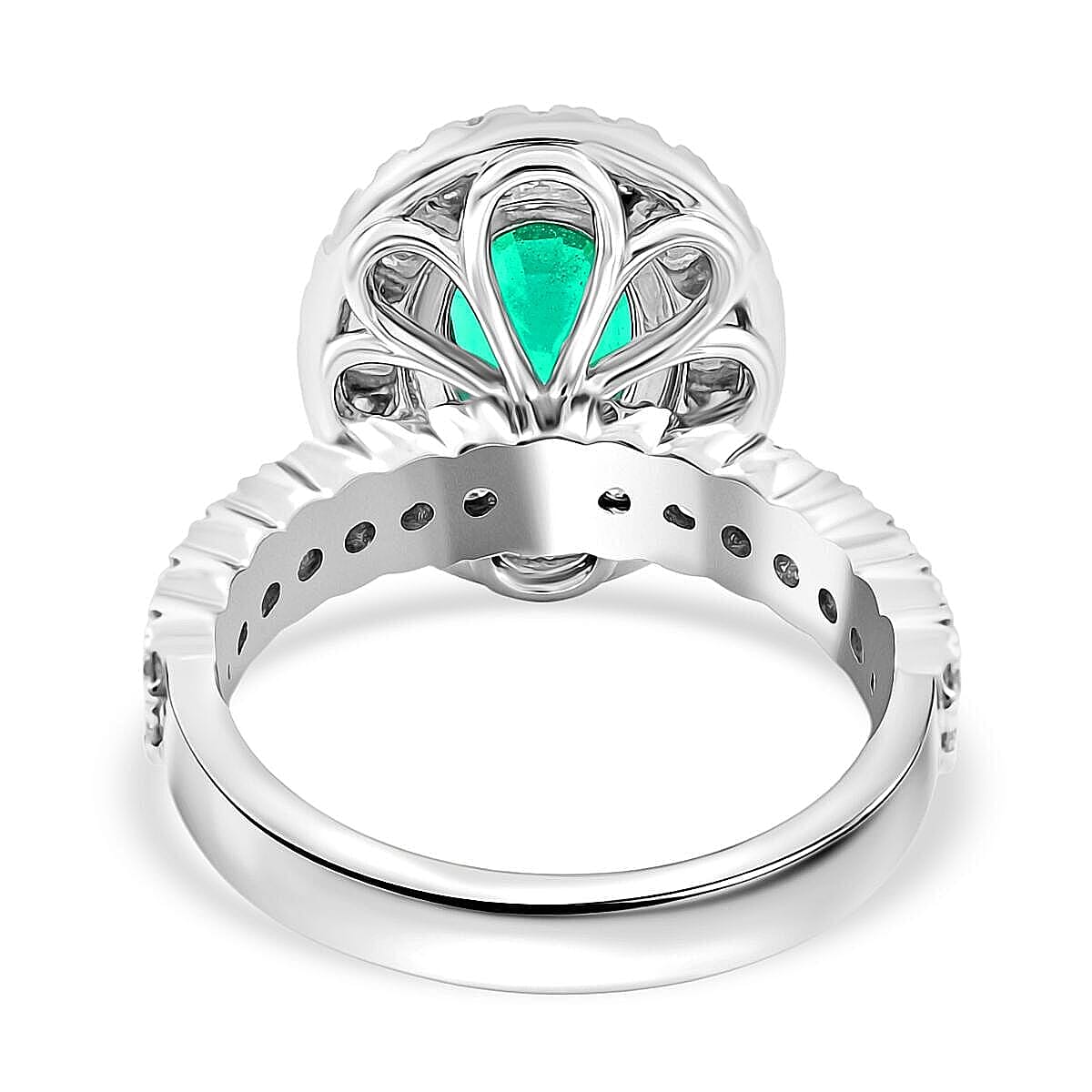 Chairman Collection Certified & Appraised Rhapsody AAAA Brazilian Emerald and E-F VS Diamond 3.35 ctw Ring in 950 Platinum (Size 6.5) 12.50 Grams image number 4