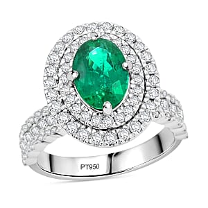Chairman Collection Certified & Appraised Rhapsody AAAA Kagem Zambian Emerald and E-F VS Diamond 3.35 ctw Ring in 950 Platinum (Size 7.0)  12.50 Grams