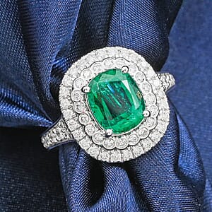 Chairman Vault Collection Certified & Appraised Rhapsody AAAA Kagem Zambian Emerald and E-F VS Diamond 3.40 ctw Ring in 950 Platinum (Size 7.0)  11.36 Grams