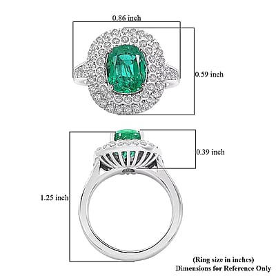 Chairman Vault Collection Certified & Appraised Rhapsody AAAA Kagem Zambian Emerald and E-F VS Diamond 3.40 ctw Ring in 950 Platinum (Size 7.0)  11.36 Grams