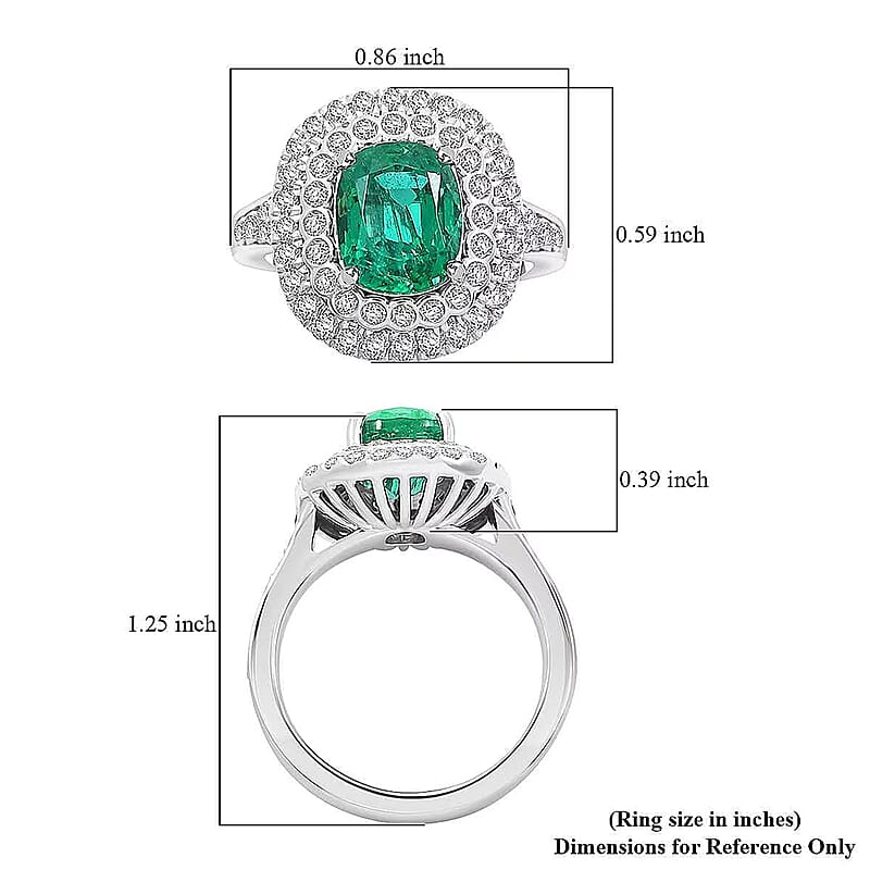 Chairman Vault Collection Certified & Appraised Rhapsody AAAA Kagem Zambian Emerald and E-F VS Diamond 3.40 ctw Ring in 950 Platinum (Size 7.0)  11.36 Grams