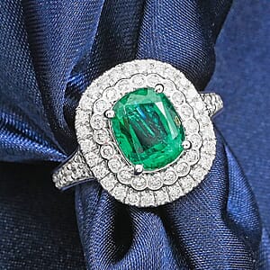 Certified & Appraised Rhapsody 950 Platinum AAAA Brazilian Emerald, Diamond (E-F, VS) Ring (Size 7.5) (11.36 g) 3.40 ctw