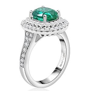 Certified & Appraised Rhapsody 950 Platinum AAAA Brazilian Emerald, Diamond (E-F, VS) Ring (Size 7.5) (11.36 g) 3.40 ctw