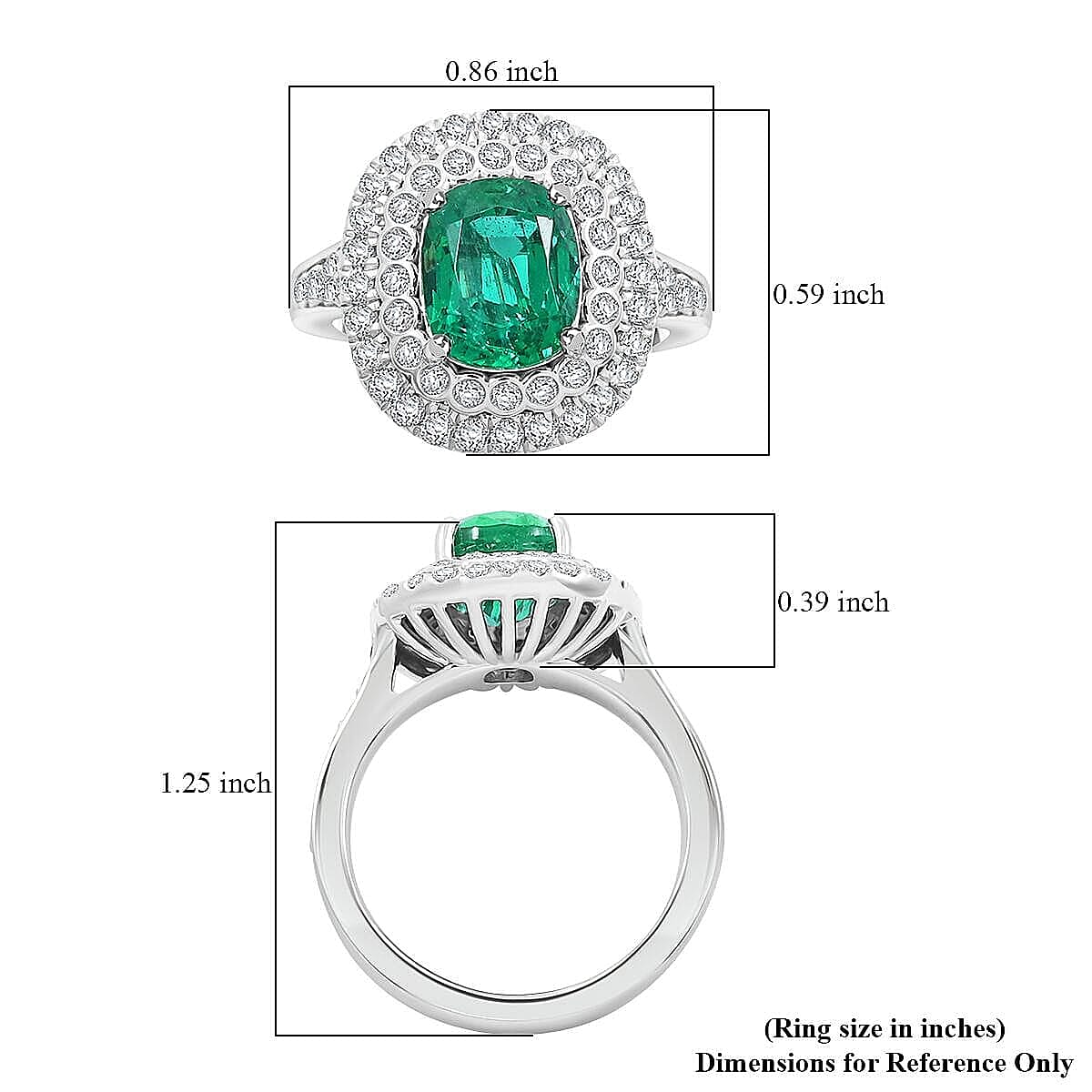 Certified & Appraised Rhapsody 950 Platinum AAAA Brazilian Emerald, Diamond (E-F, VS) Ring (Size 7.5) (11.36 g) 3.40 ctw image number 5