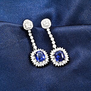 Chairman Vault Collection Certified & Appraised Rhapsody AAAA Ceylon Blue Sapphire and E-F VS Diamond 8.55 ctw Earrings in 950 Platinum 11.30 Grams