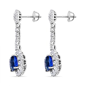 Chairman Vault Collection Certified & Appraised Rhapsody AAAA Ceylon Blue Sapphire and E-F VS Diamond 8.55 ctw Earrings in 950 Platinum 11.30 Grams